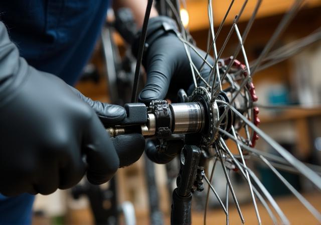 自転車を整備する認定メカニック